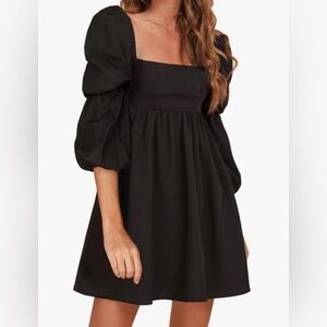 💚Exlura New Collection Chic Black Long Sleeve Dress